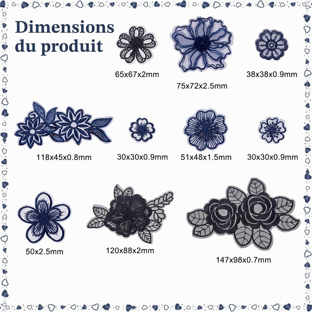 ahandmaker-applique-patch-patch-fleur-broderie-20-pcs-bleu-fonc image 2