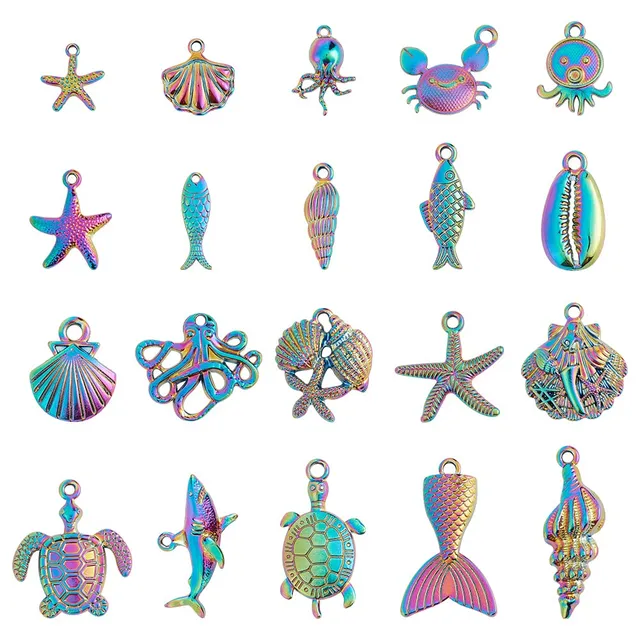 ahandmaker-pendant-breloque-oc-an-m-tal-20-pcs-arc-en-ciel image 1