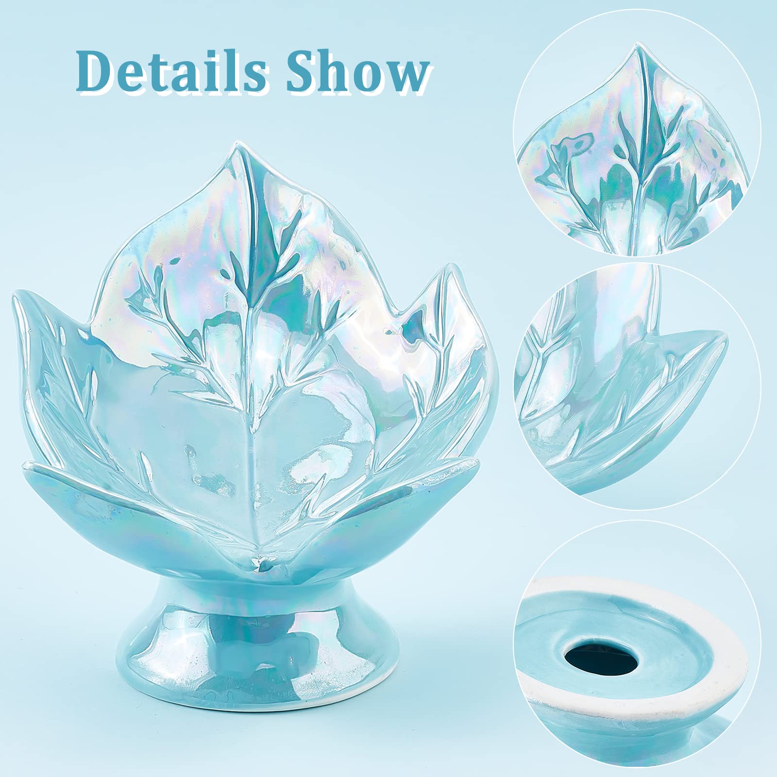 ahandmaker-jewerly-display-plateau-bijoux-c-ramique-feuille-bleu image 4
