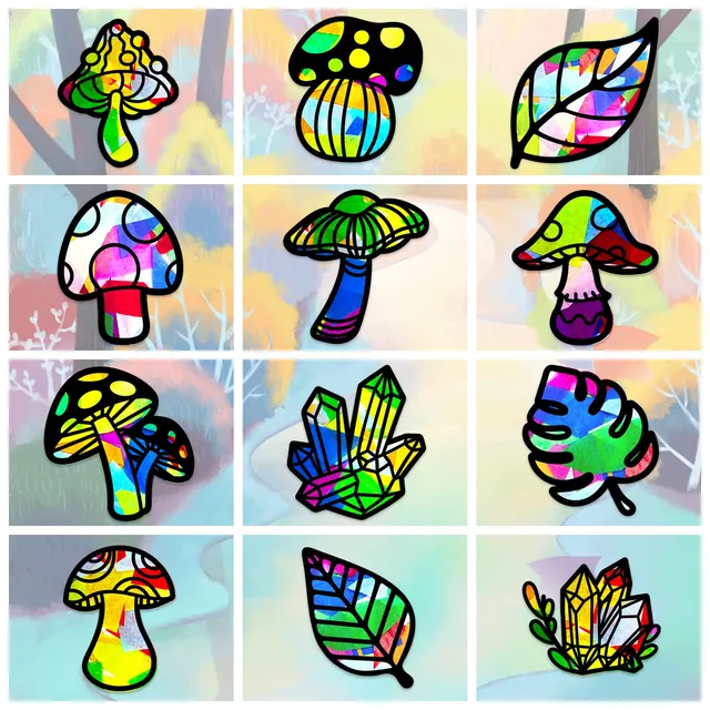 ahandmaker-kit-suncatcher-champignons-24-pi-ces-autocollants-vitrail image 1