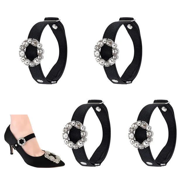 ahandmaker-shoe-accessories-sangle-chaussure-noire-strass-4-pcs image 1