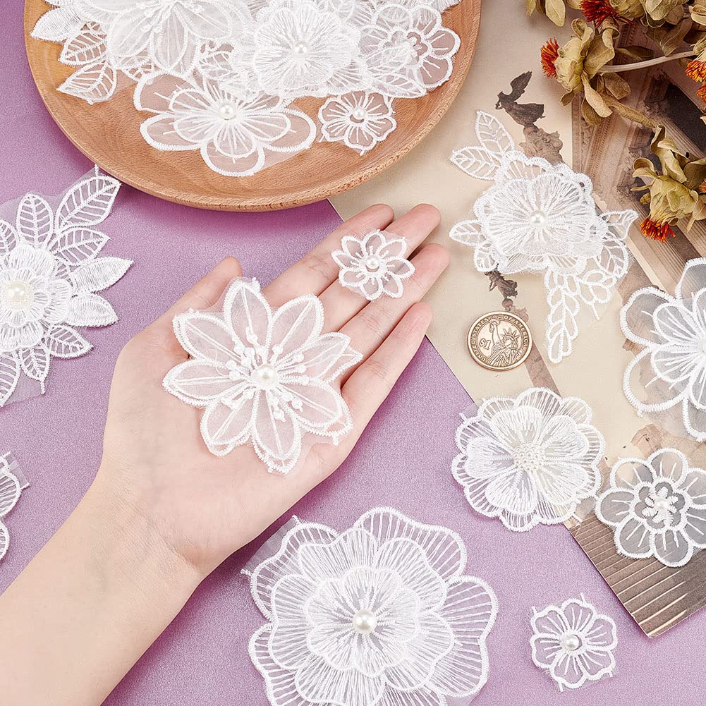 ahandmaker-applique-patch-appliqu-s-fleurs-3d-blanc-perle-20-pcs image 3