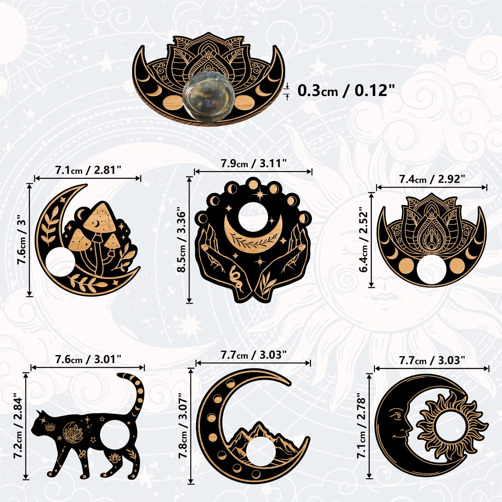 ahandmaker-home-decorate-support-boule-cristal-chat-lunaire-lot-6 image 2