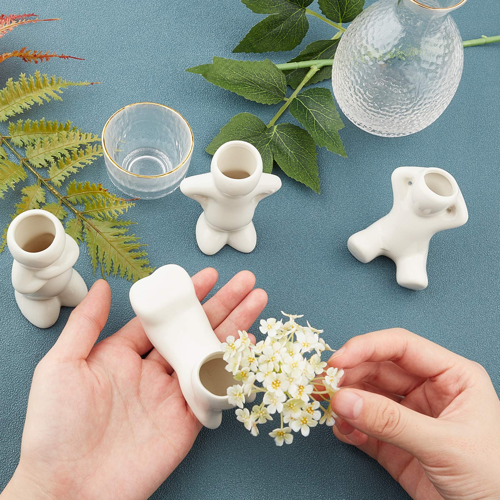 ahandmaker-support-plante-air-c-ramique-lot-4-poup-e-blanc image 4