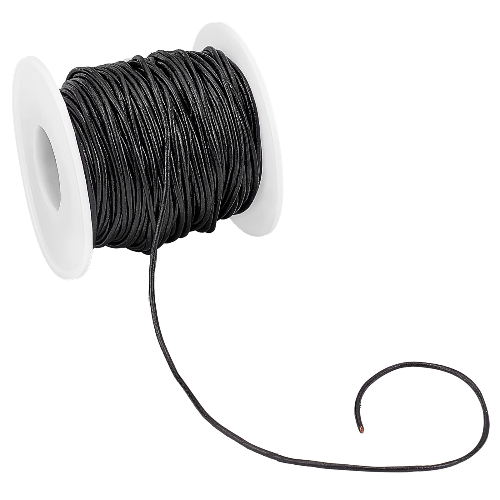 ahandmaker-chain-trim-cordon-cuir-rond-noir-1-5-mm-30-m-tres image 1