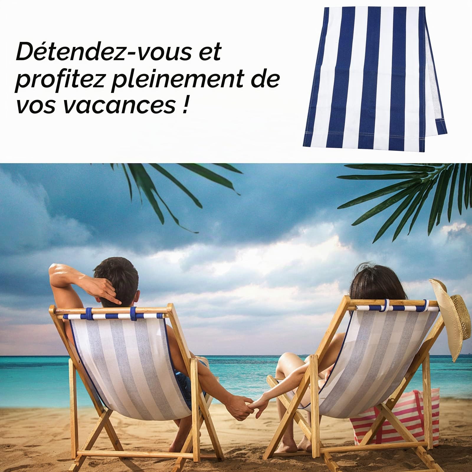ahandmaker-toile-rechange-chaise-plage-114x43cm-bleu-blanc-rayures-polyester image 7