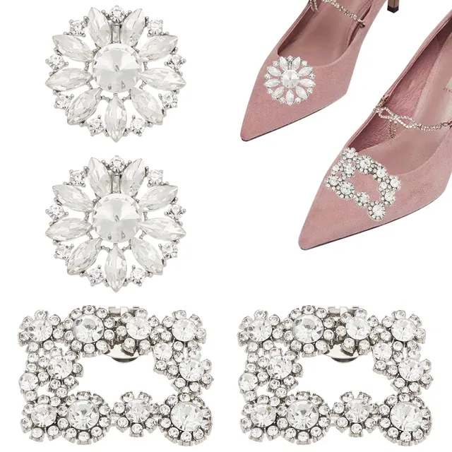 ahandmaker-boucle-chaussure-strass-fleur-2-paires-clips image 1
