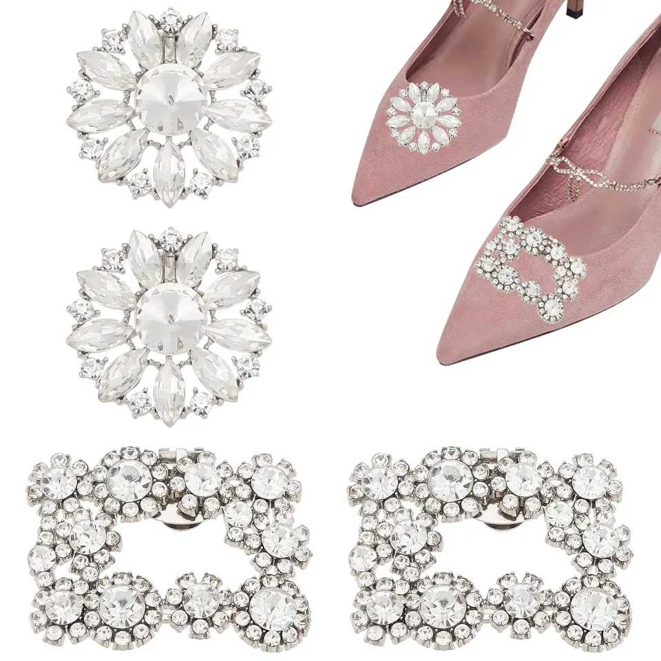 ahandmaker-boucle-chaussure-strass-fleur-2-paires-clips image 1