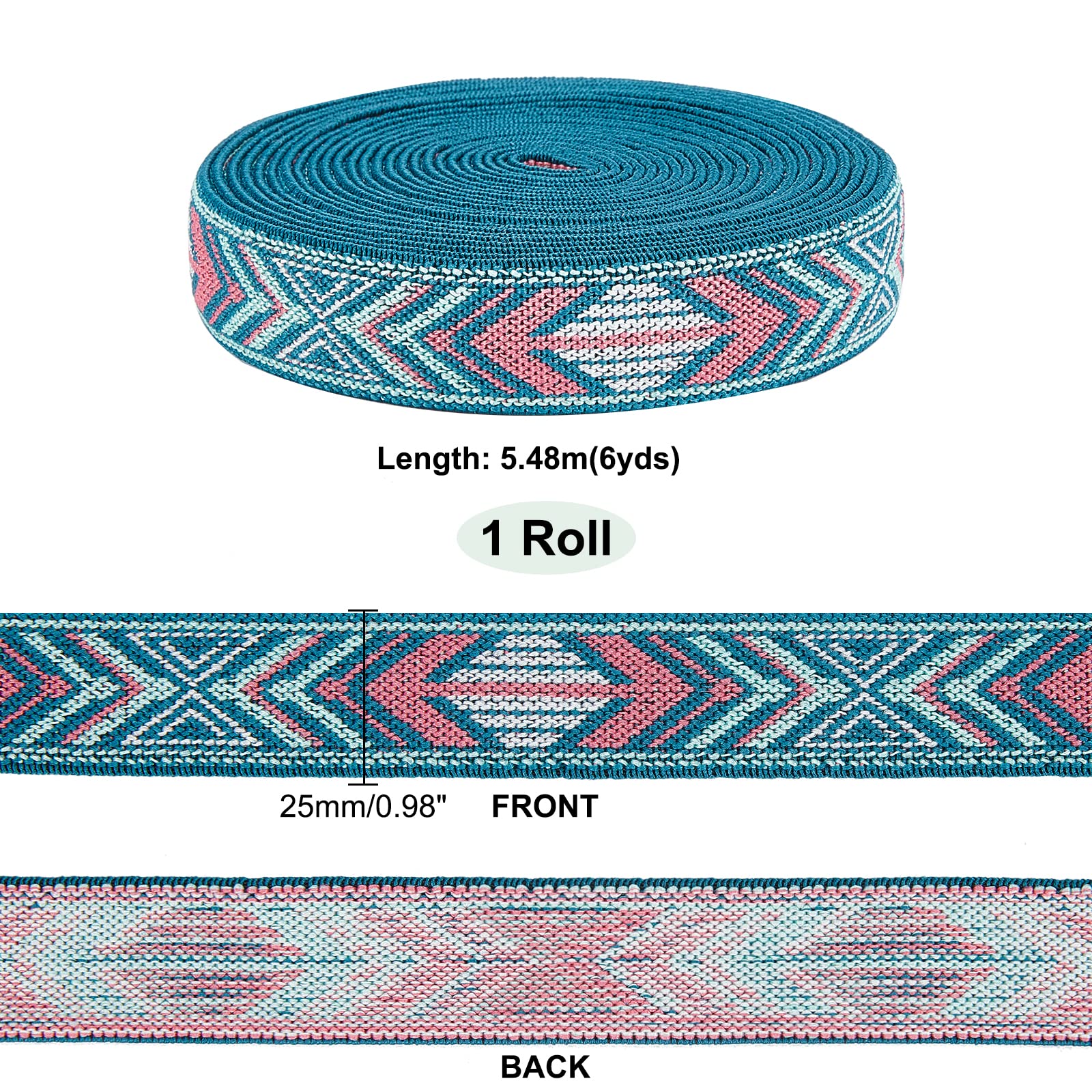 ahandmaker-ruban-lastique-jacquard-gris-fl-ches-25mm-5-48m image 2