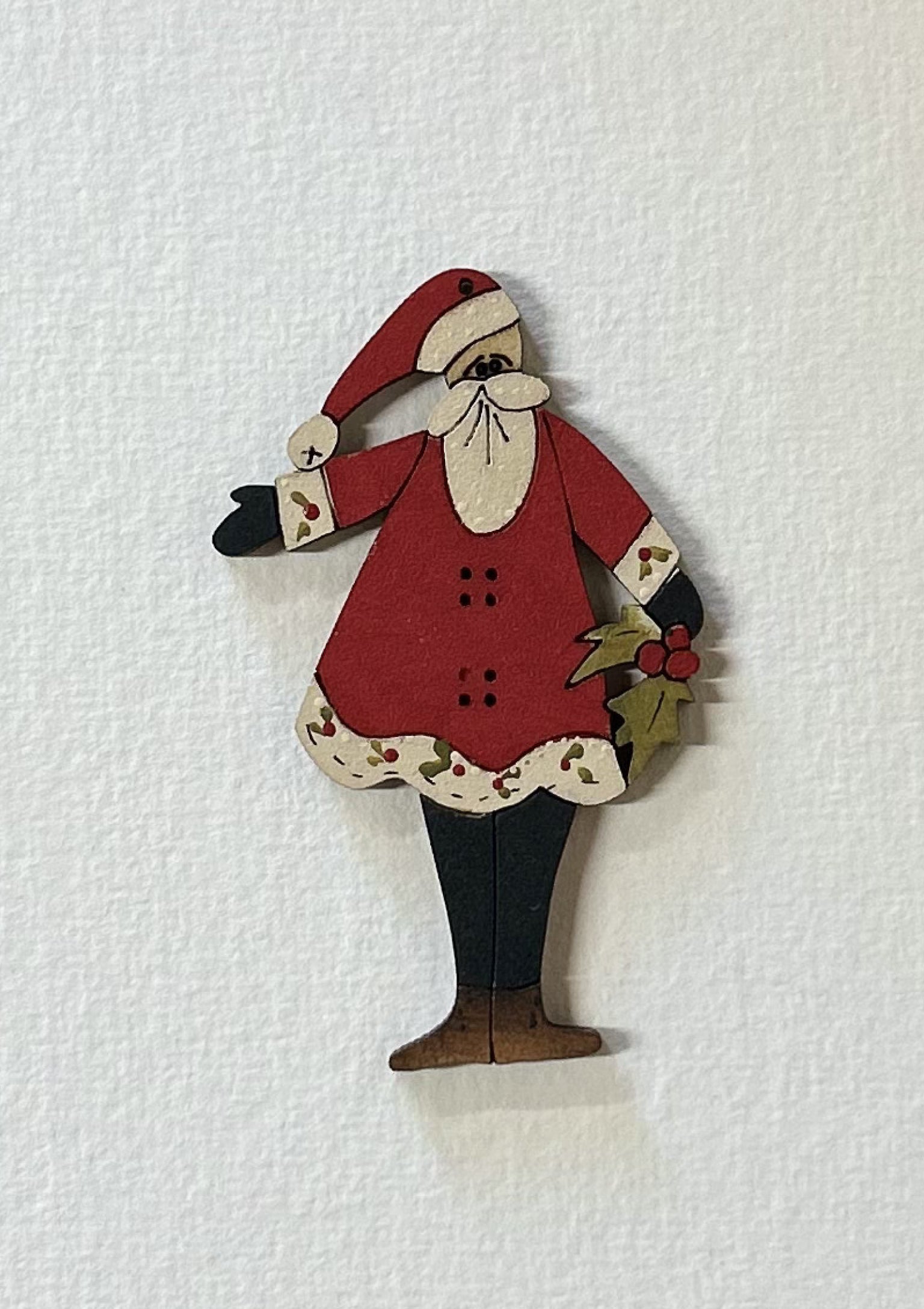 anni-downs-holly-santa-bouton-bois-rouge-peint-main image 3
