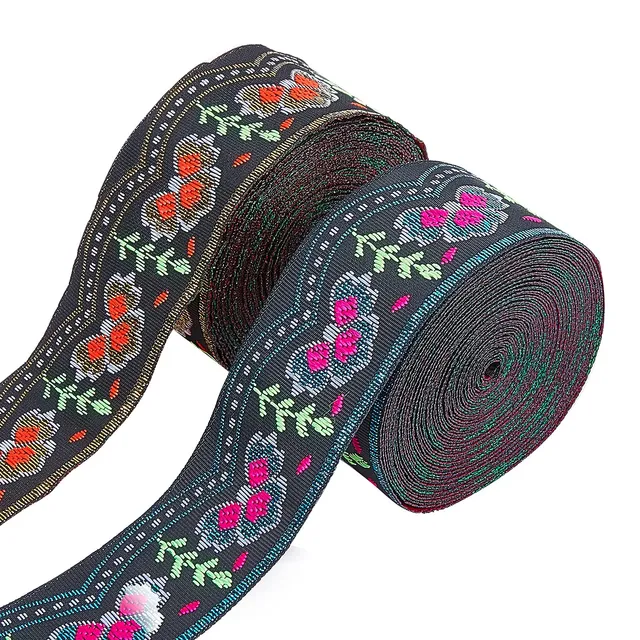 ahandmaker-chain-trim-ruban-jacquard-floral-33mm-2x6-4m image 1