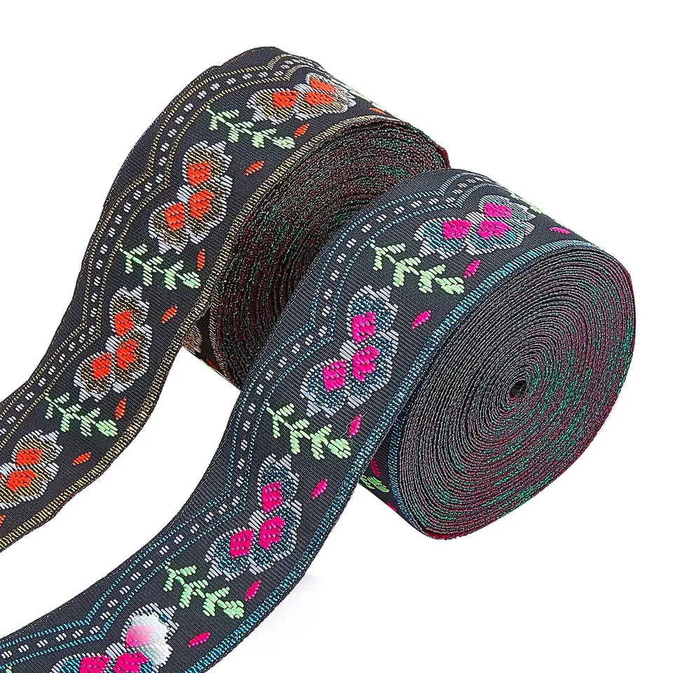 ahandmaker-chain-trim-ruban-jacquard-floral-33mm-2x6-4m image 1