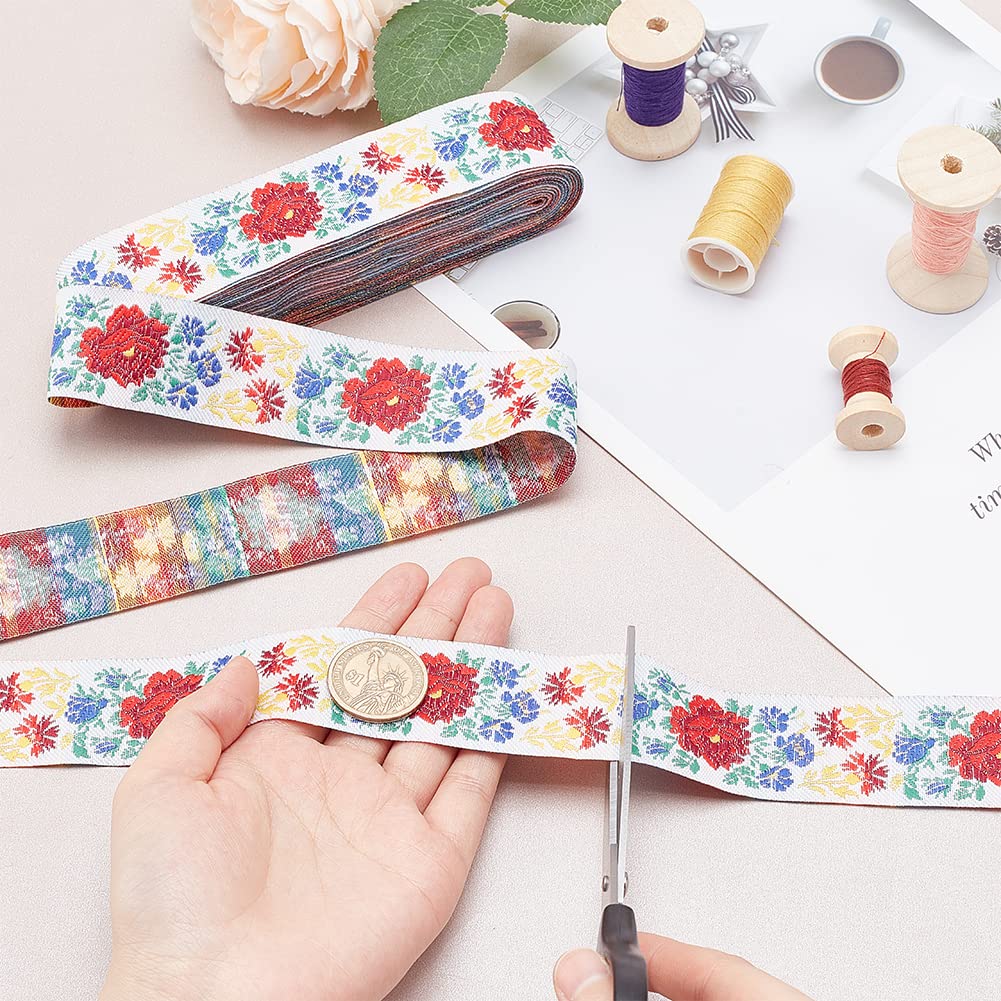 ahandmaker-chain-trim-ribbon-ruban-brod-boh-me-floral-10-yards image 3