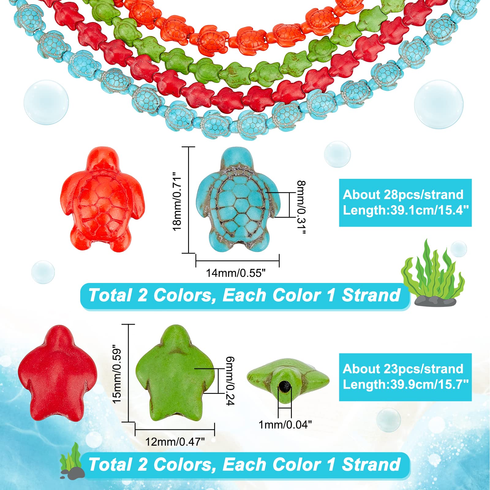 ahandmaker-beads-perles-tortue-turquoise-diy-4-brins image 2