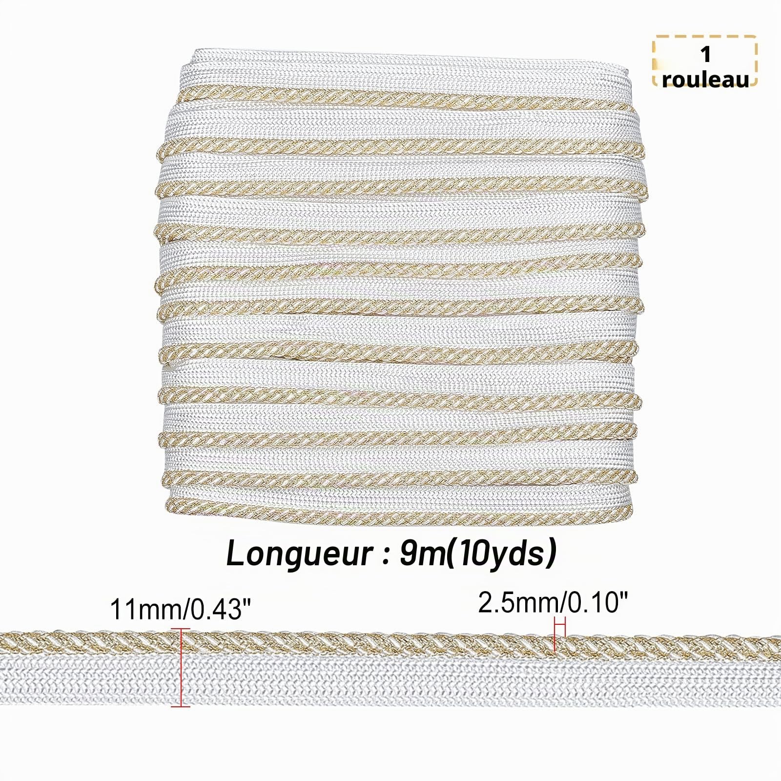 ahandmaker-chain-trim-passepoil-blanc-or-11-mm-10-yards image 2