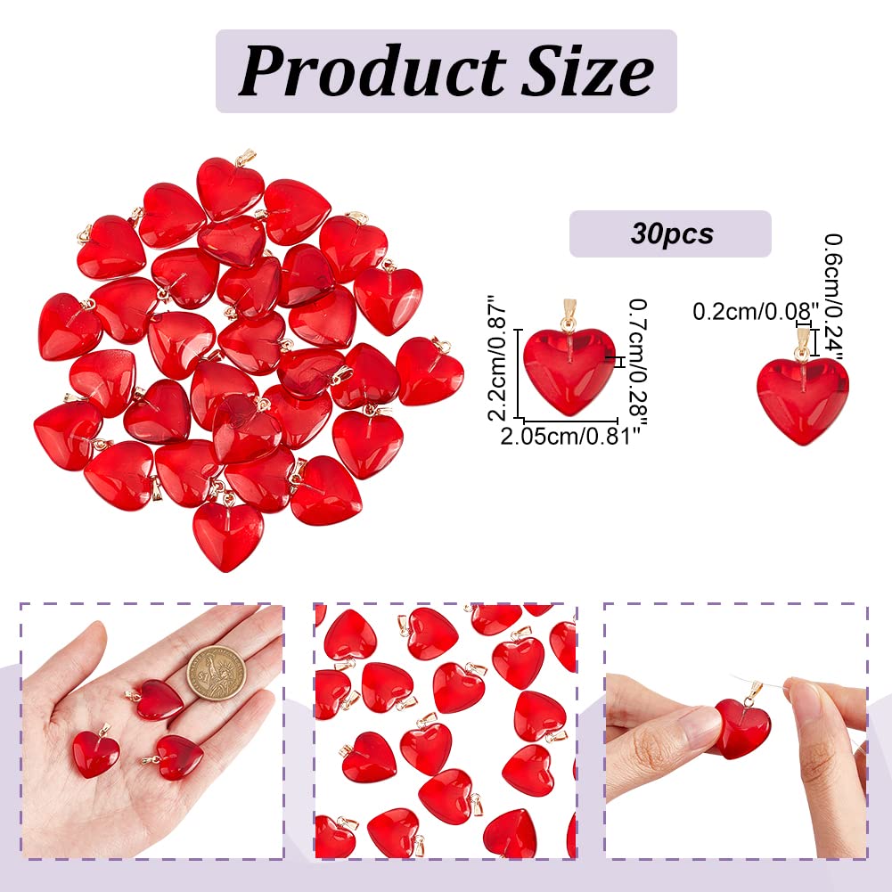 ahandmaker-pendant-pendentif-c-ur-verre-rouge-30-pcs-collier image 2