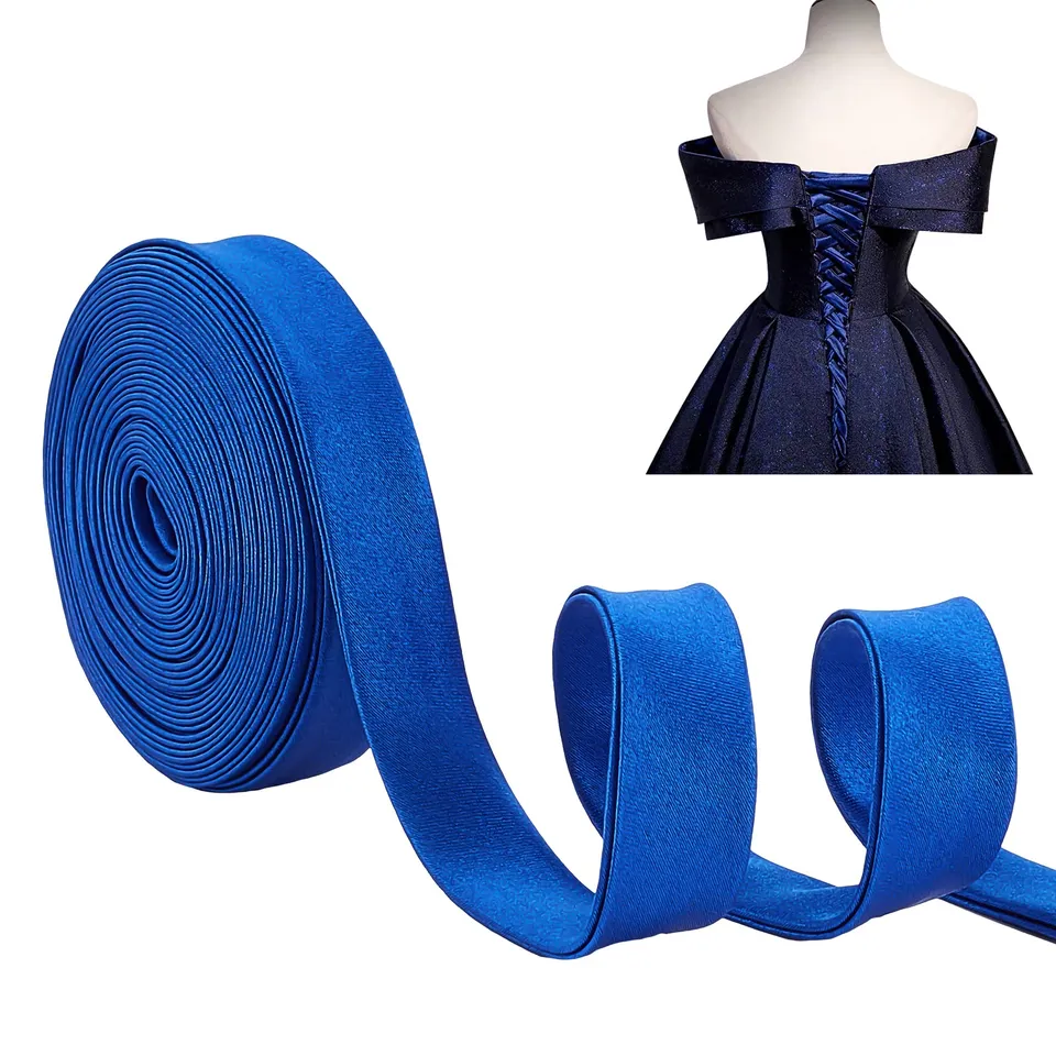 ahandmaker-3-5m-lacet-robe-mari-e-coton-bleu-royal-corset image 1