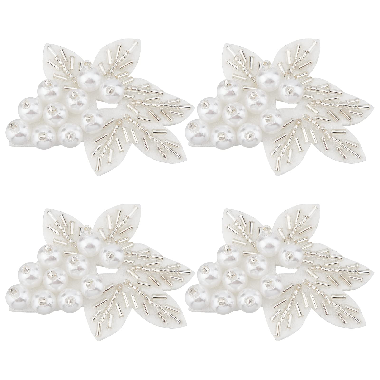 ahandmaker-appliqu-feuille-perle-blanche-4-pi-ces-patch-couture image 1