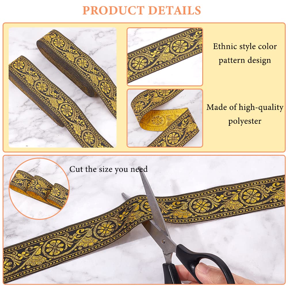 ahandmaker-jacquard-rubans-brod-s-floral-vintage-jaune-2x3-8m-33mm image 4