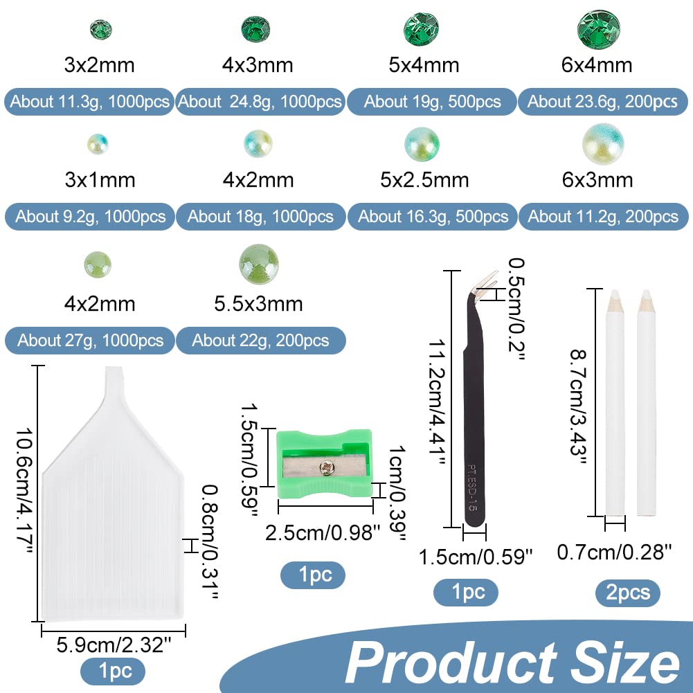 ahandmaker-strass-vert-flatback-6600-pcs-kit-diy-nail-face-art image 2