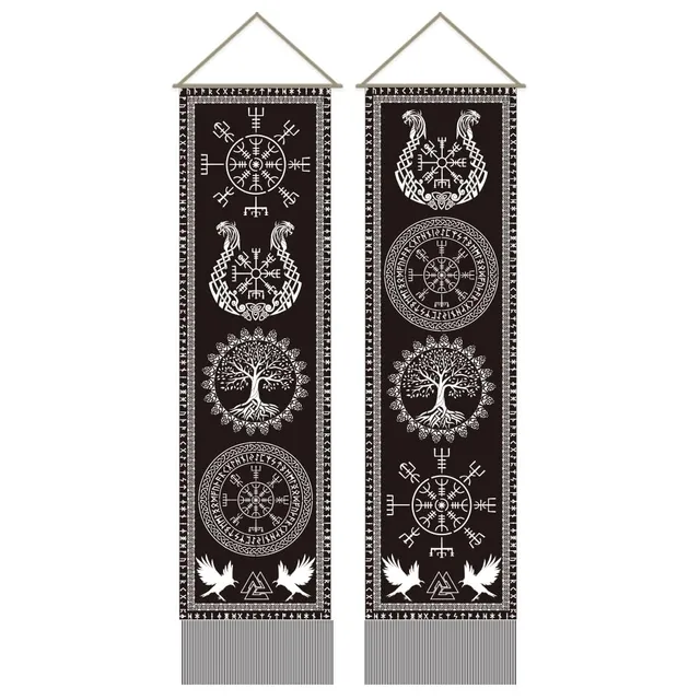 ahandmaker-wall-hanging-art-lot-2-tapisseries-viking-arbre-de-vie image 1