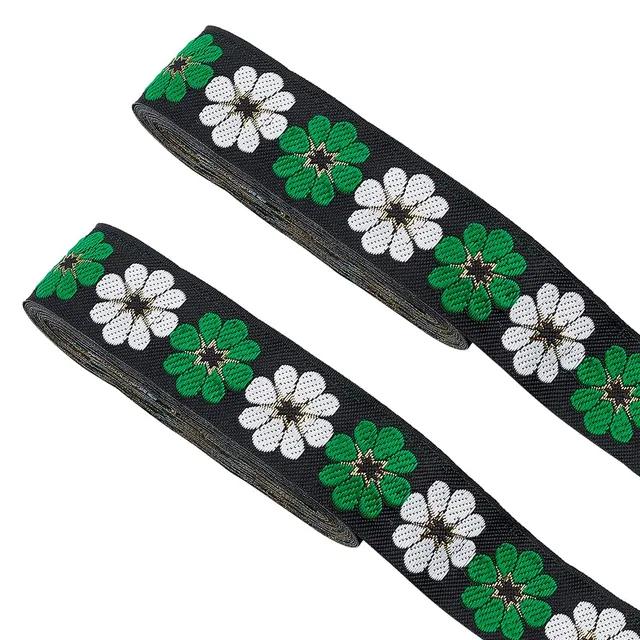 ahandmaker-jacquard-rubans-brod-s-floral-vintage-vert-2x3-8m-33mm image 1