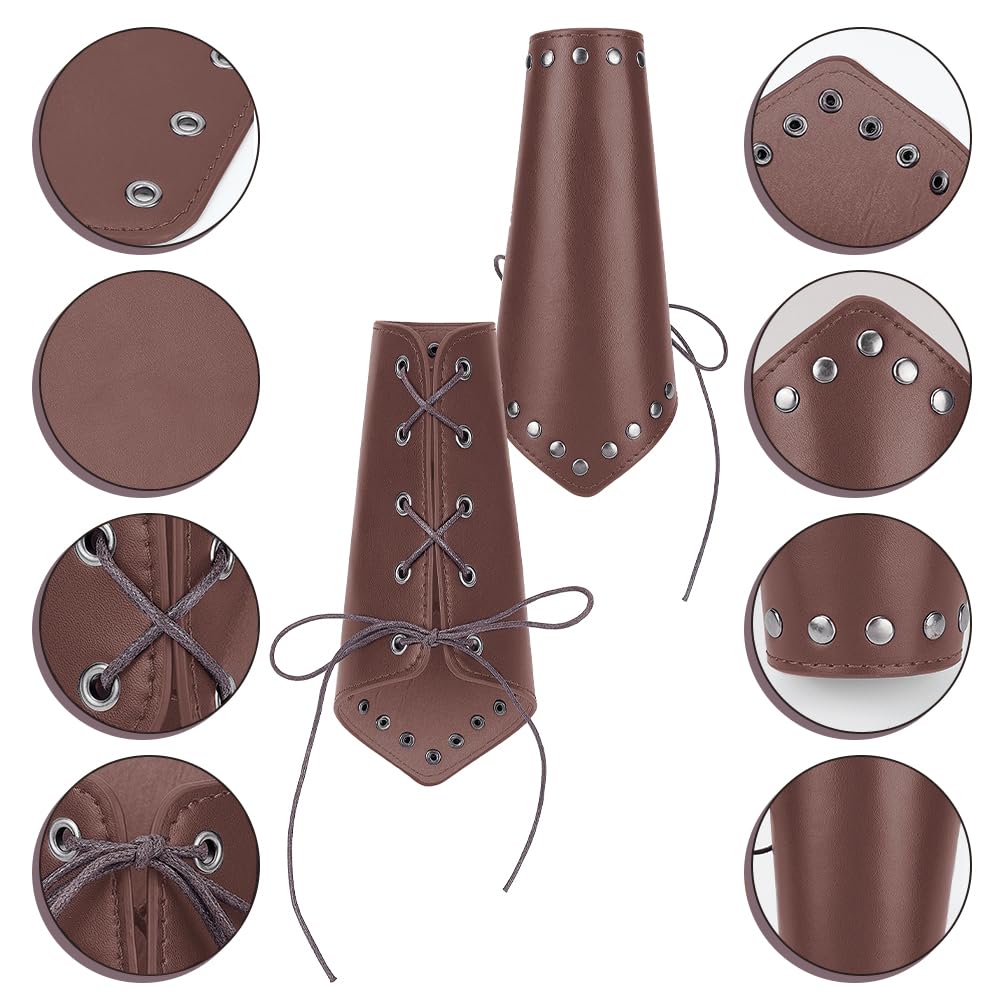 ahandmaker-bracelet-cuir-gantelet-marron-brassard-m-di-val-2-pcs image 4