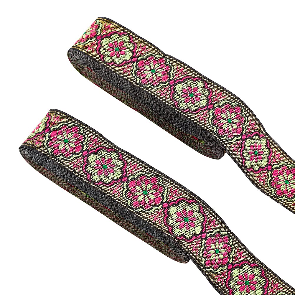 ahandmaker-ruban-brod-jacquard-floral-rose-2-rouleaux-7-6-verges image 1