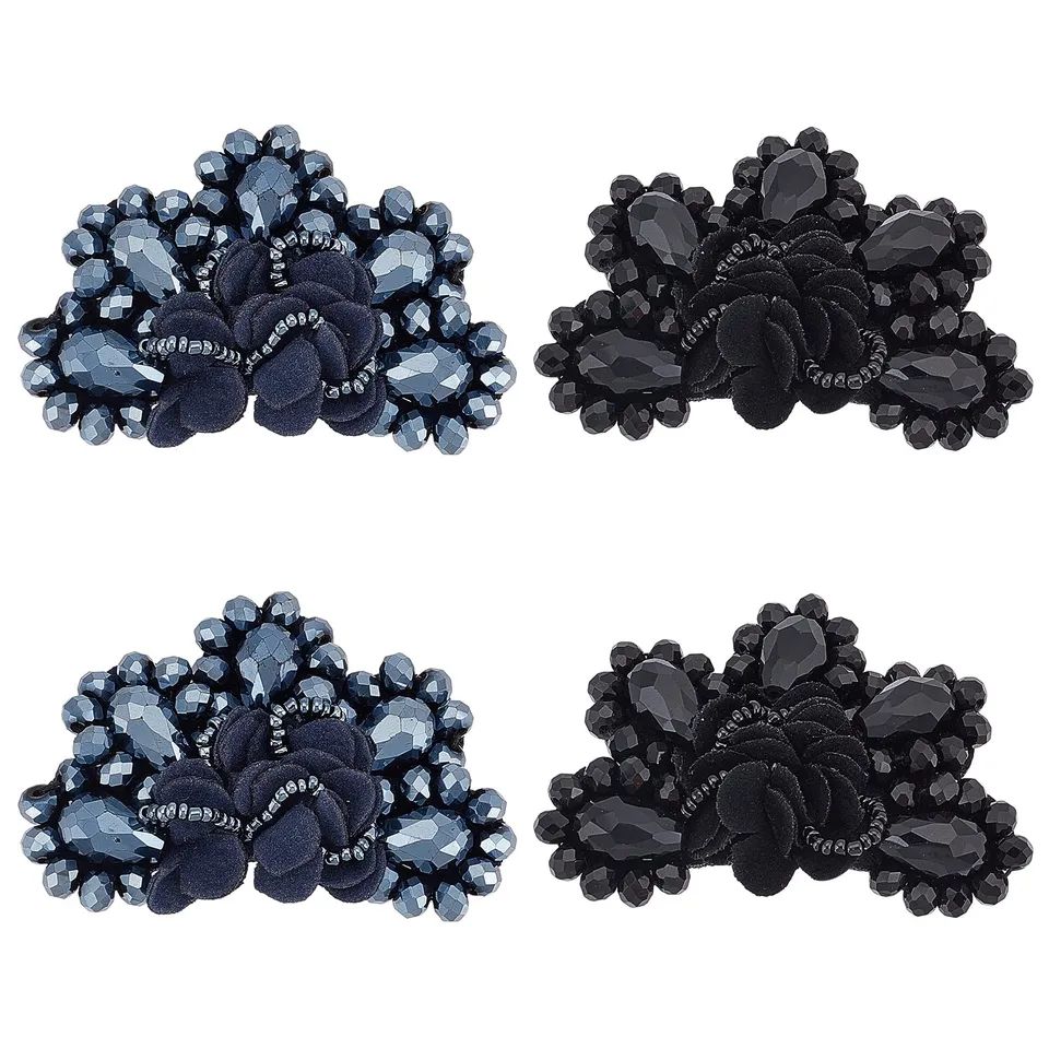 ahandmaker-applique-patch-fleur-strass-coudre-4-pi-ces image 1