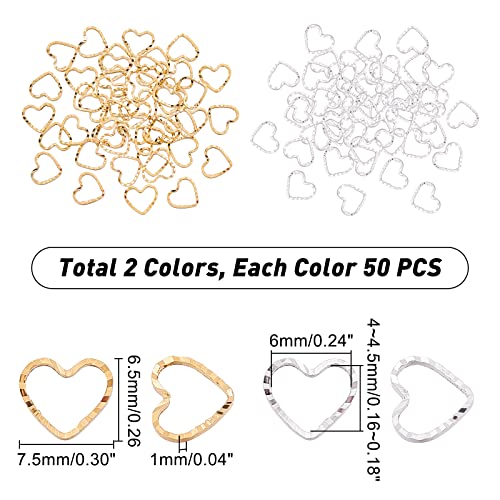 ahandmaker-anneaux-c-ur-laiton-100-pi-ces-connecteur-bijoux-dor-argent image 8