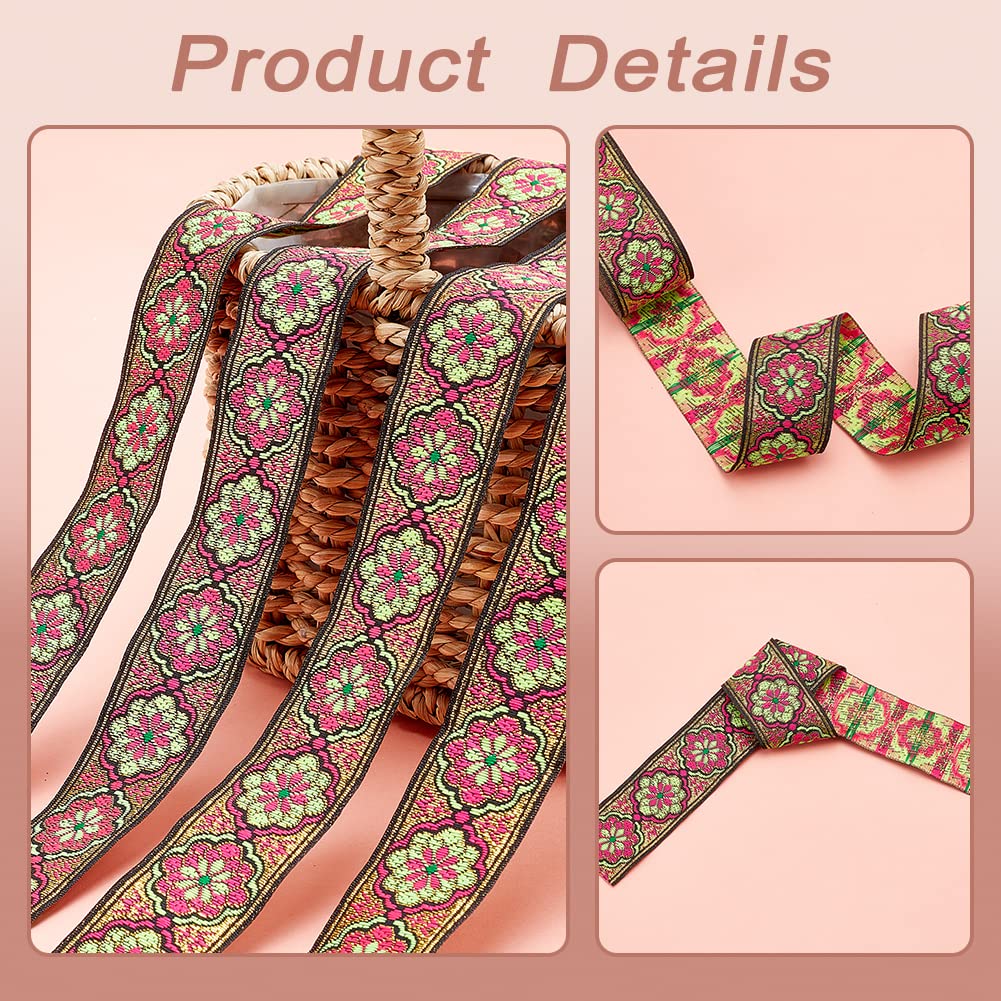 ahandmaker-ruban-brod-jacquard-floral-rose-2-rouleaux-7-6-verges image 5