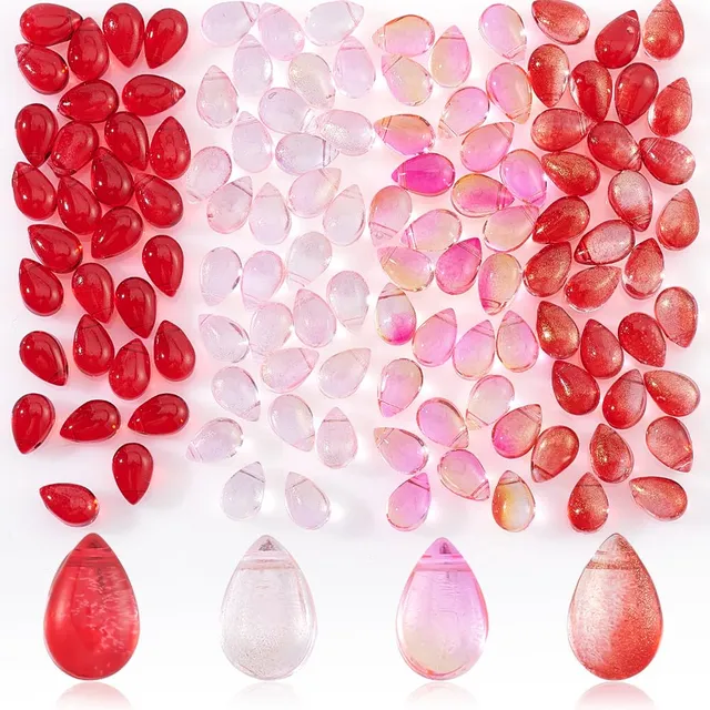 ahandmaker-perles-goutte-verre-rouge-orange-120-pi-ces image 1