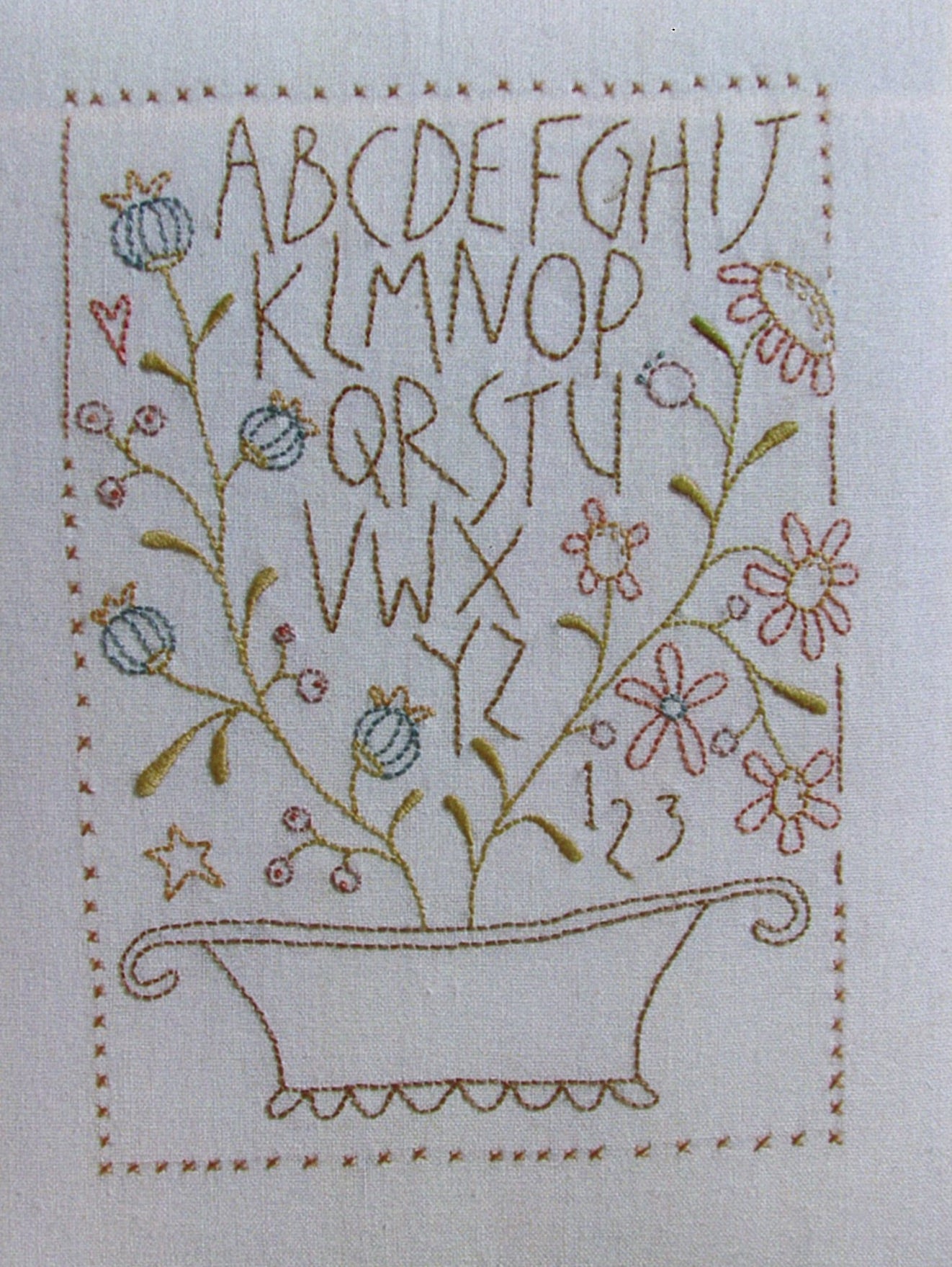anni-downs-stitcheries-flower-basket-sampler-patron-broderie-pr-imprim image 2