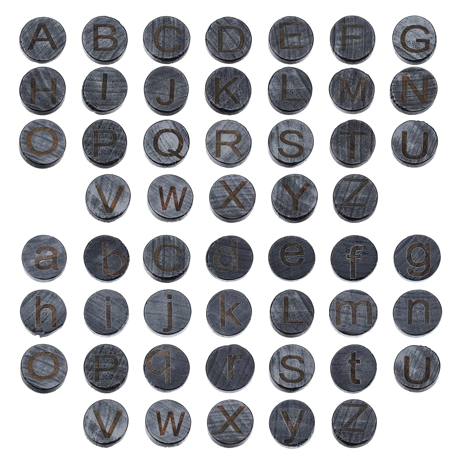 ahandmaker-beads-104-cabochons-bois-plat-perles-alphabet-rondes image 1