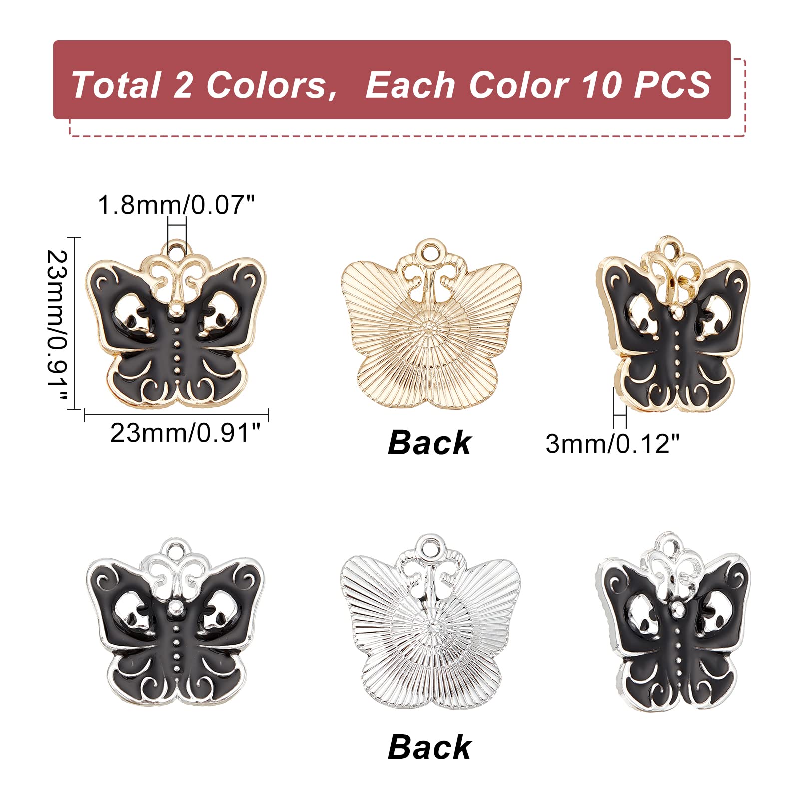 ahandmaker-papillon-cr-ne-pendentif-mail-vintage-lot-20 image 2