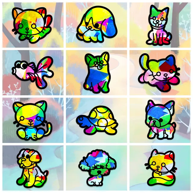 ahandmaker-self-adhesive-stickers-24-suncatchers-chats-chiens image 1