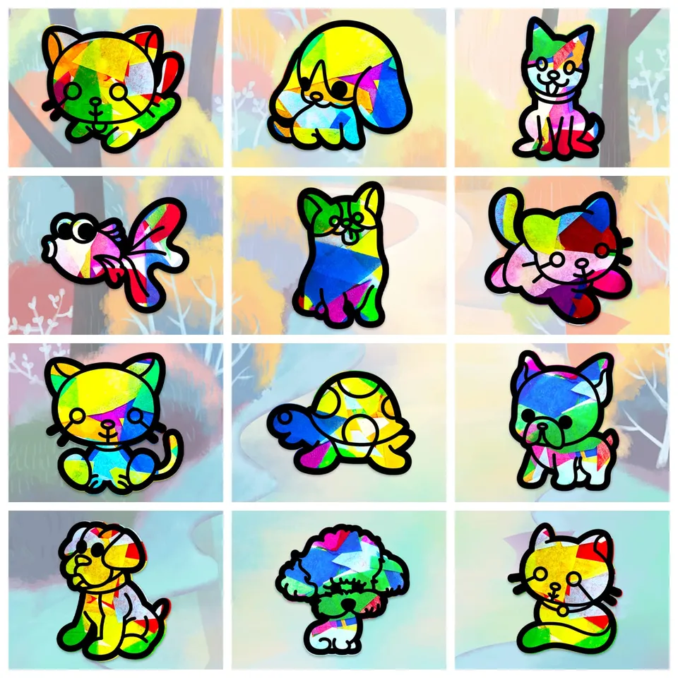 ahandmaker-self-adhesive-stickers-24-suncatchers-chats-chiens image 1