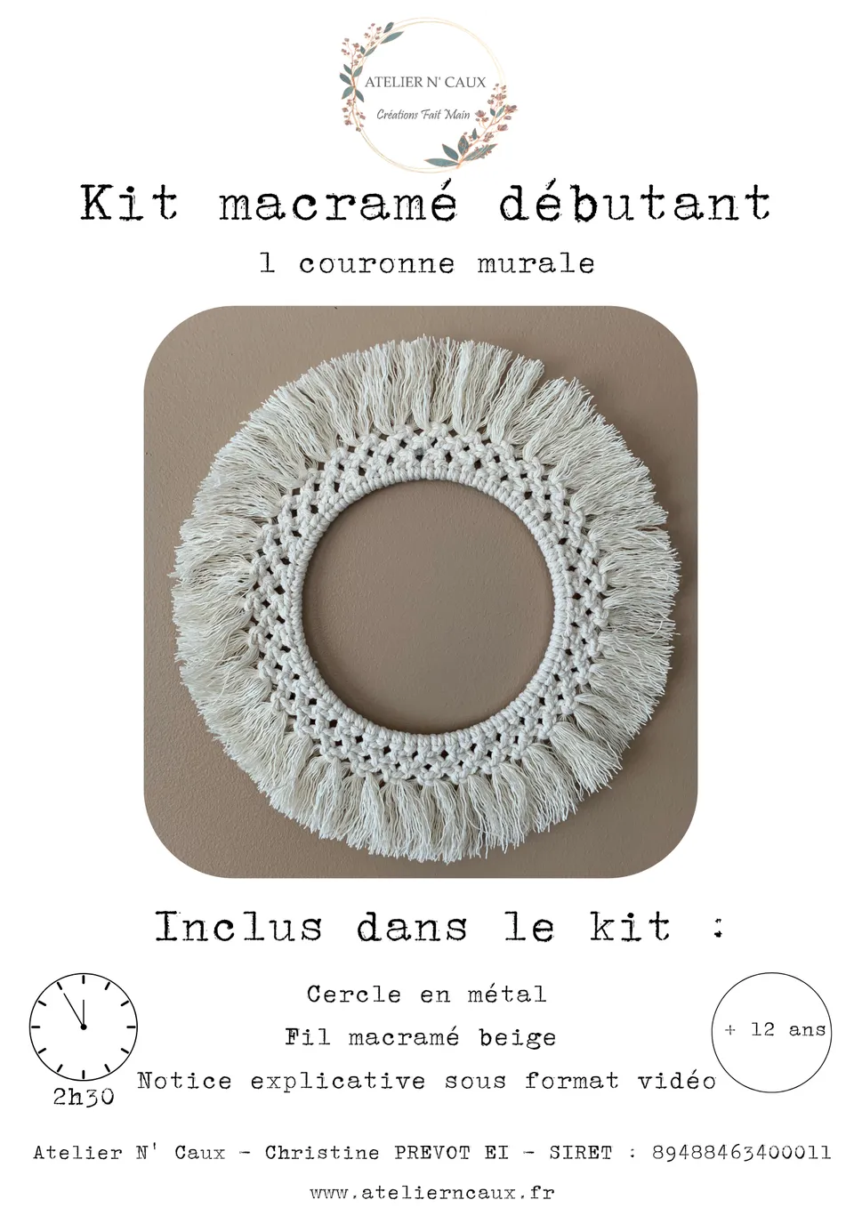atelier-n-caux-kit-macram-d-butant-couronne-murale-cru-15-cm image 1