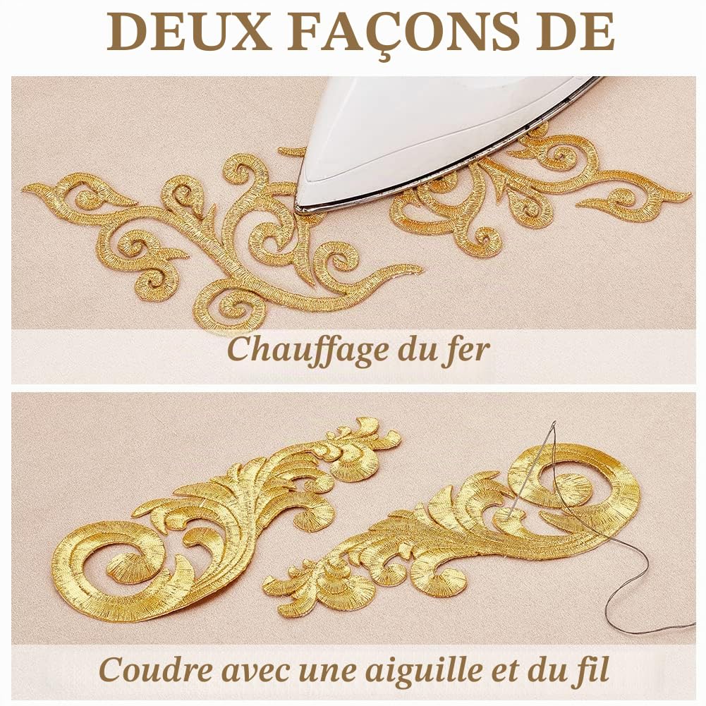 ahandmaker-applique-patch-fleurs-feuilles-dor-es-thermocollant-16-pcs image 4