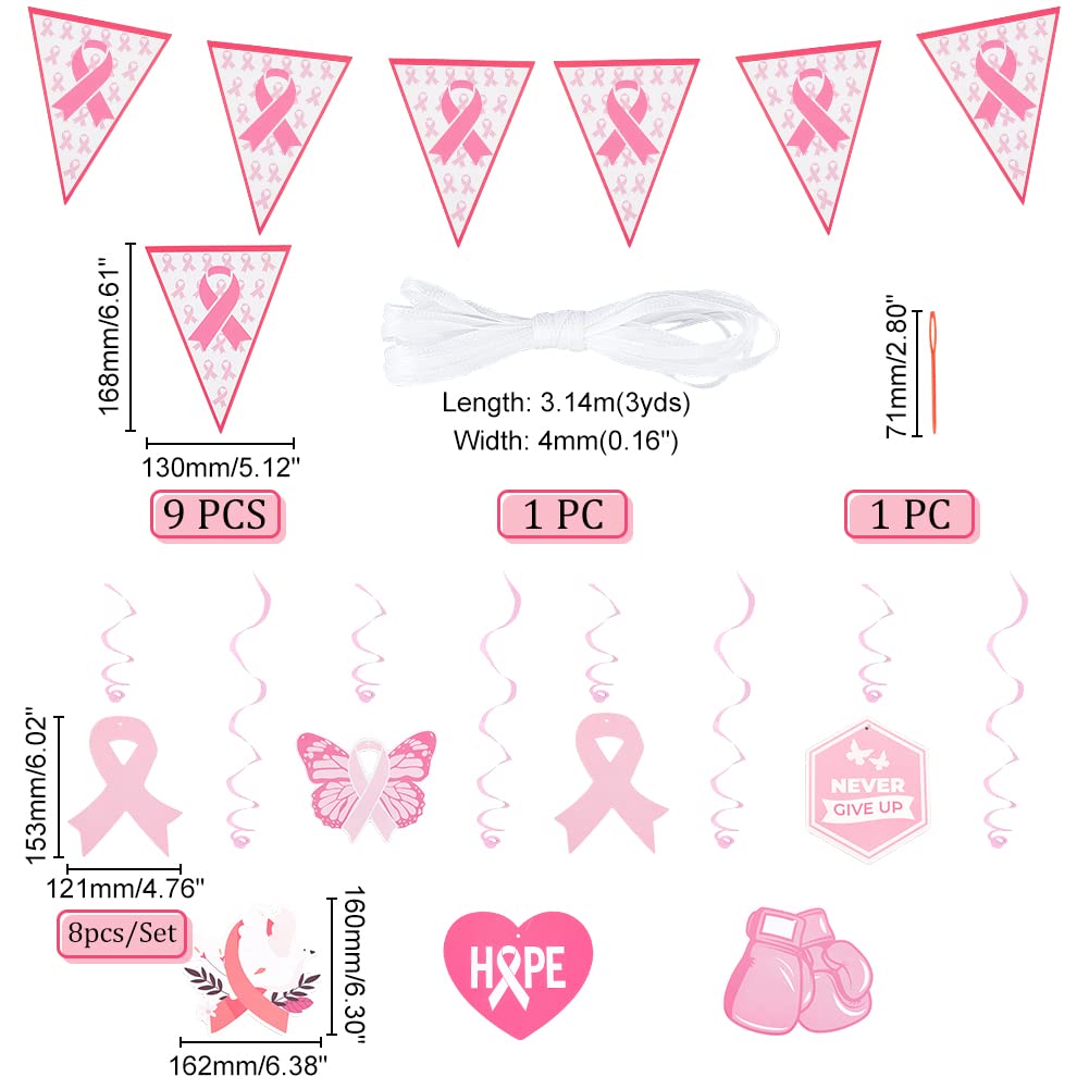 ahandmaker-d-co-ruban-rose-cancer-sein-banni-re-17-pi-ces image 2