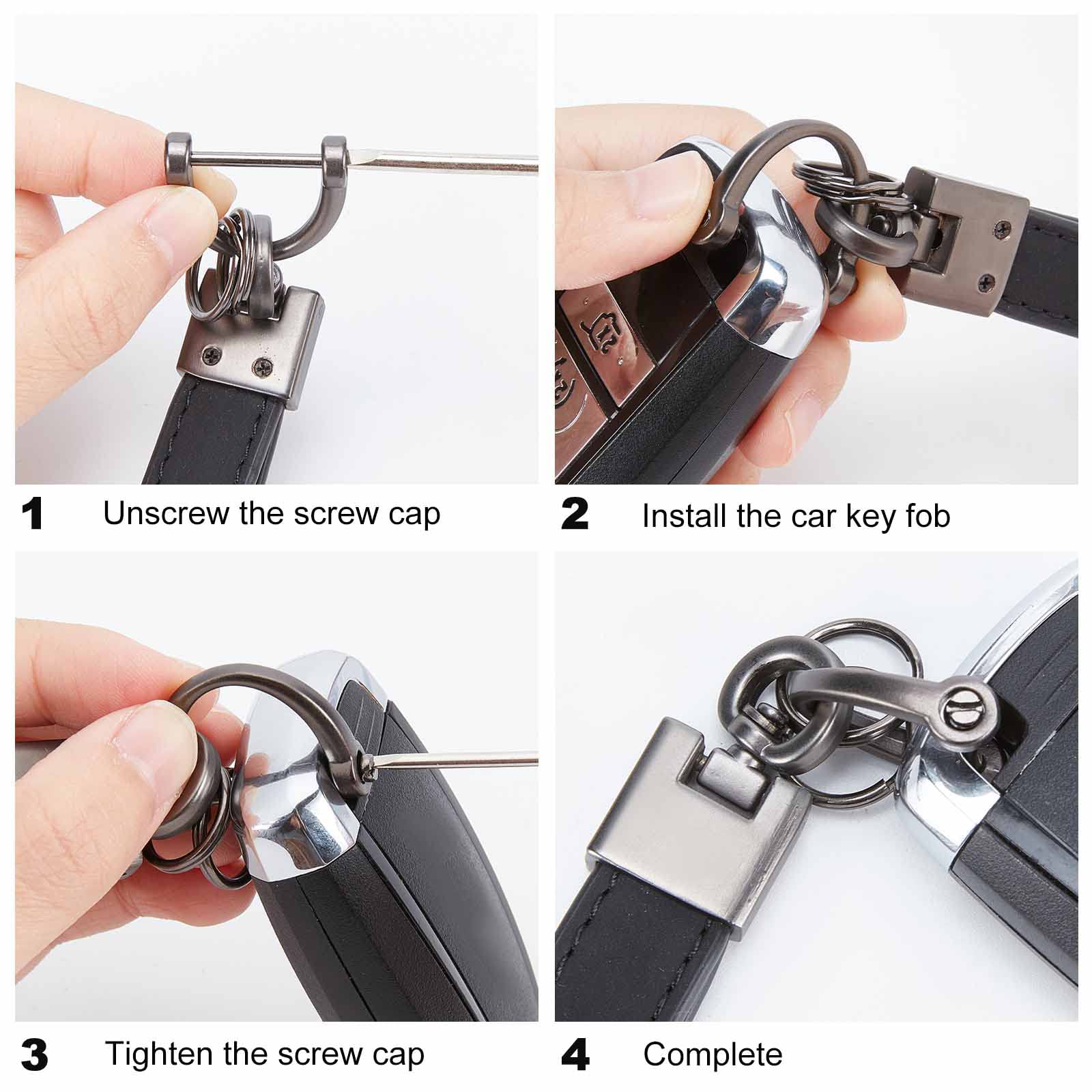 ahandmaker-keychain-2-porte-cl-s-voiture-similicuir-brun-noir image 3