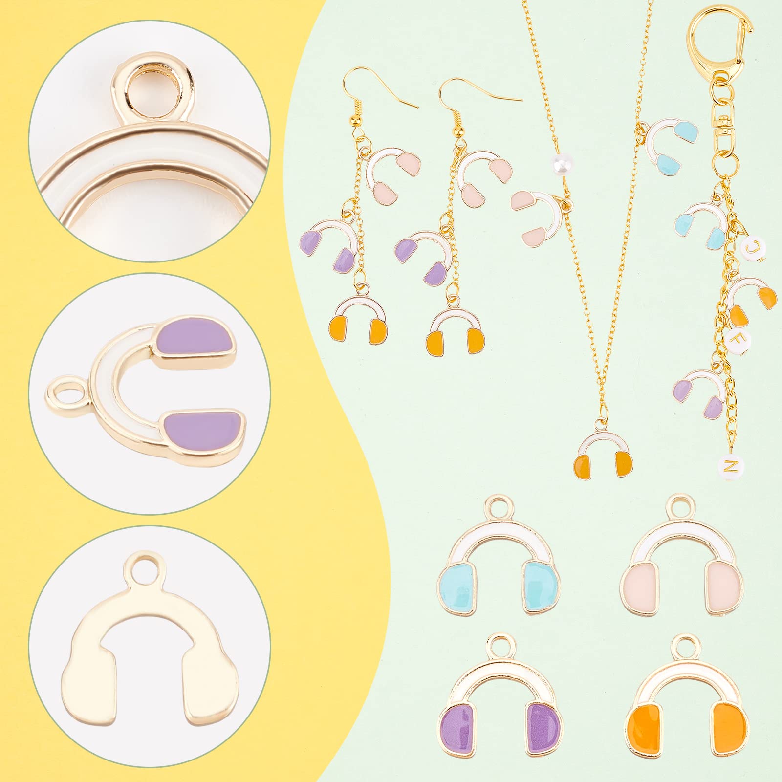 ahandmaker-casque-musique-pendentif-mail-dor-lot-40 image 4