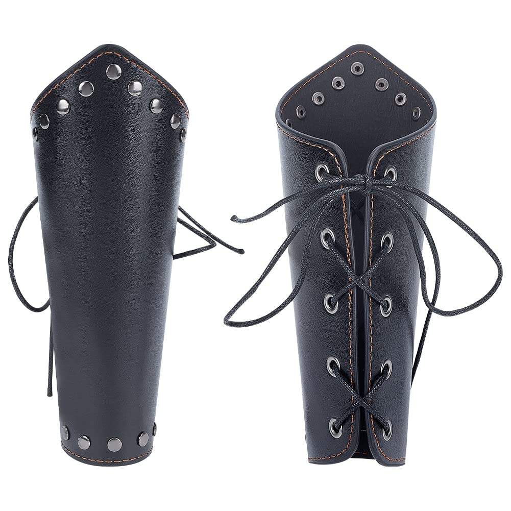 ahandmaker-bracelet-cuir-gantelet-noir-brassard-m-di-val-2-pcs image 1