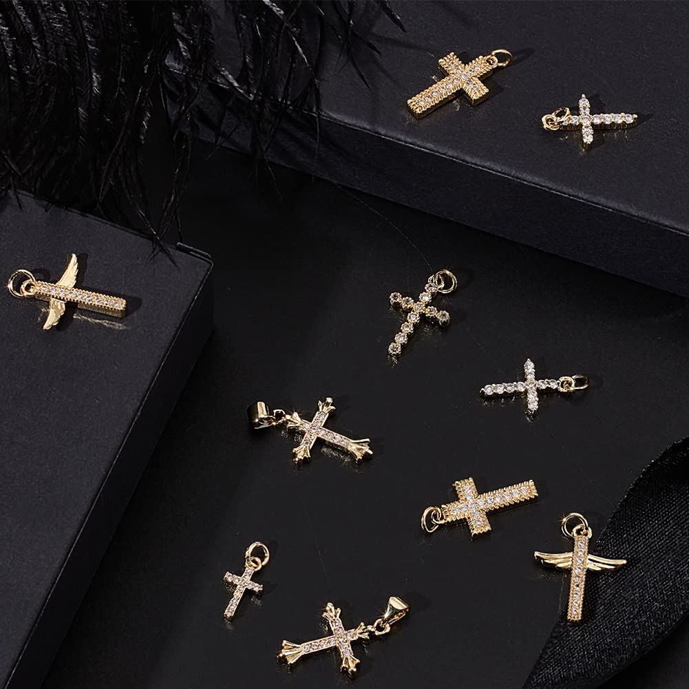 ahandmaker-pendant-breloques-croix-dor-zircon-12-pcs image 4