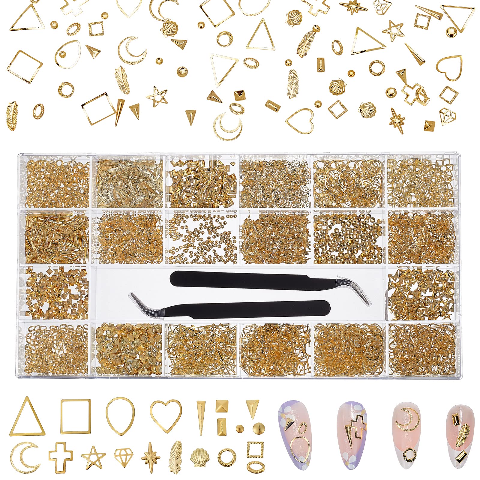ahandmaker-button-rhinestone-nail-art-charms-dor-3d-21-grilles image 1