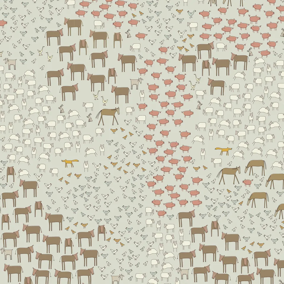 anni-downs-appleby-farm-dv7733-tissu-coton-animaux-bleu-clair-25-cm image 1