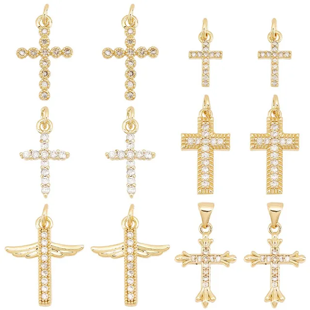 ahandmaker-pendant-breloques-croix-dor-zircon-12-pcs image 1