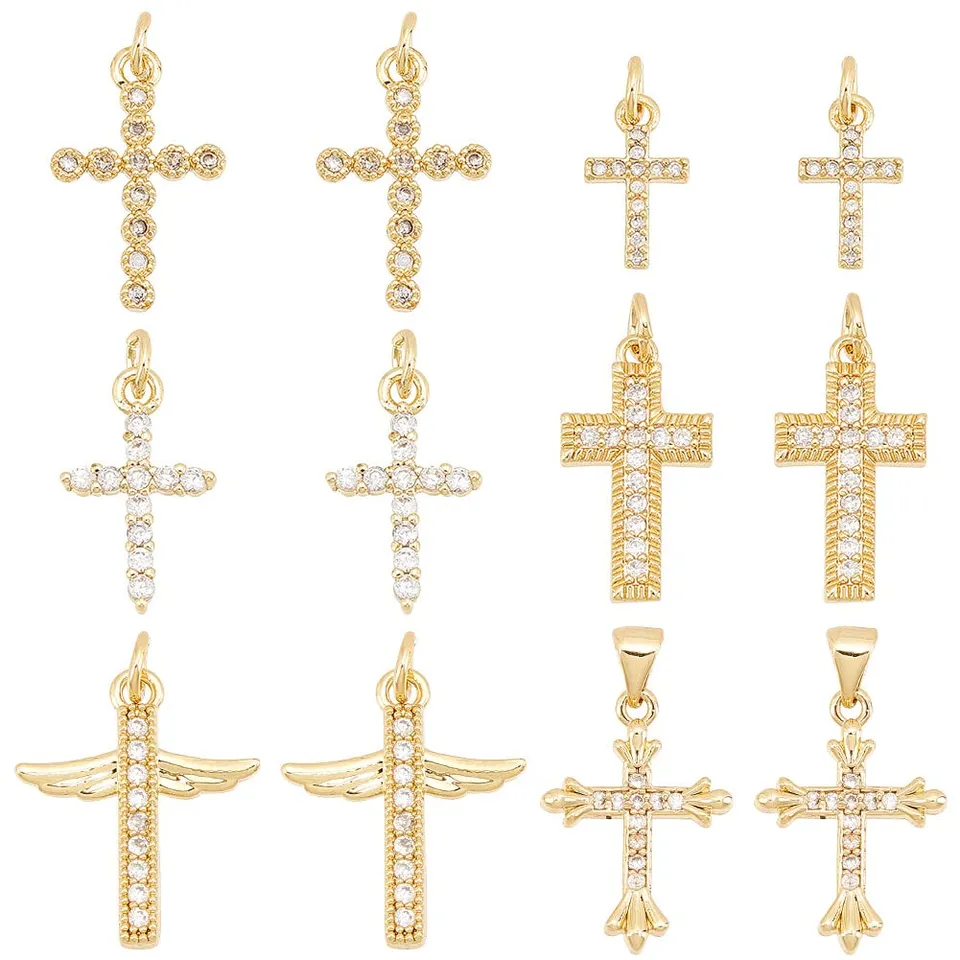 ahandmaker-pendant-breloques-croix-dor-zircon-12-pcs image 1
