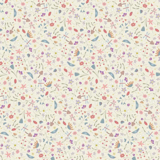 anni-downs-slow-steady-dv7422-tissu-coton-cr-me-fleurs-25-cm image 1