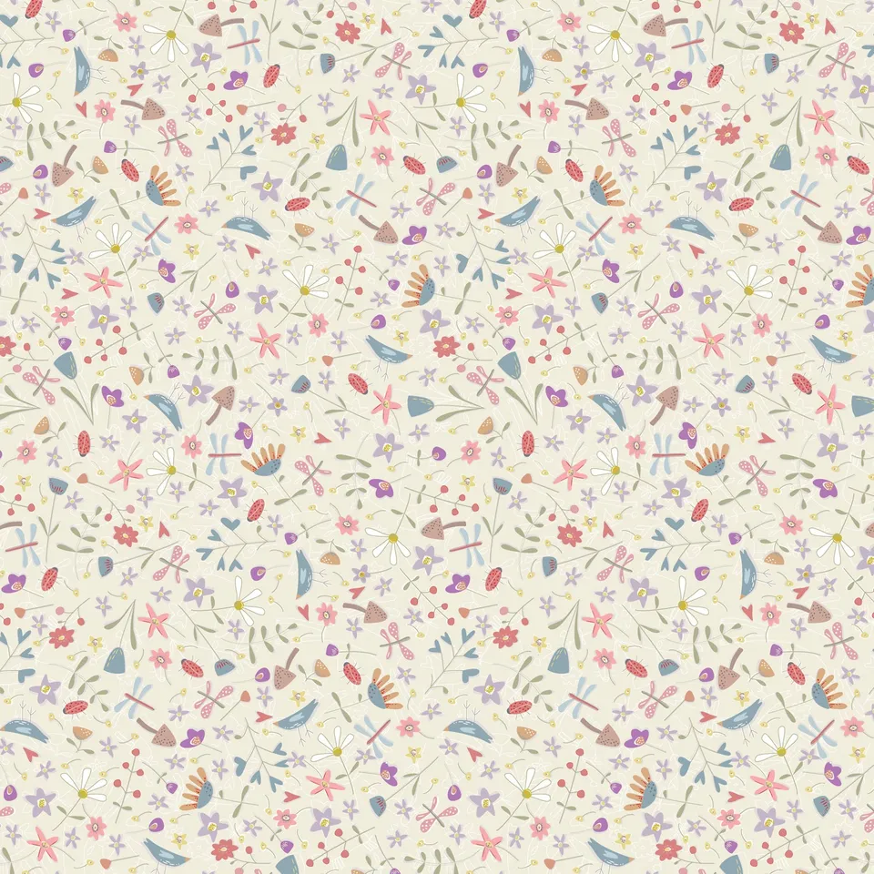 anni-downs-slow-steady-dv7422-tissu-coton-cr-me-fleurs-25-cm image 1